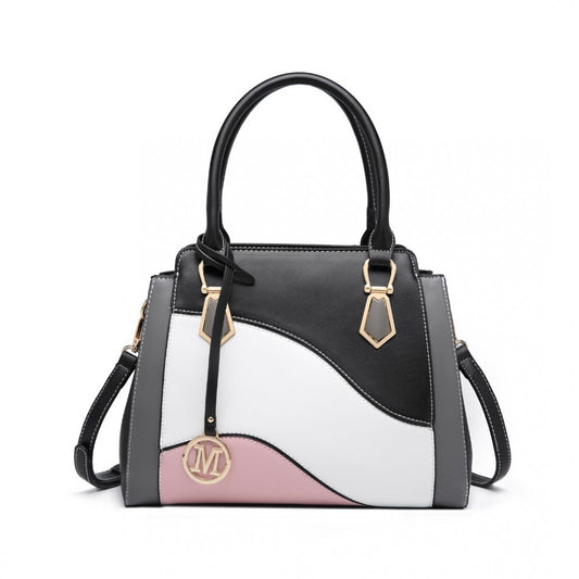 Pretty Colour Combination Leather Handbag Tote Bag