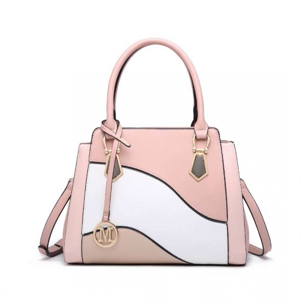 Pretty Colour Combination Leather Handbag Tote Bag