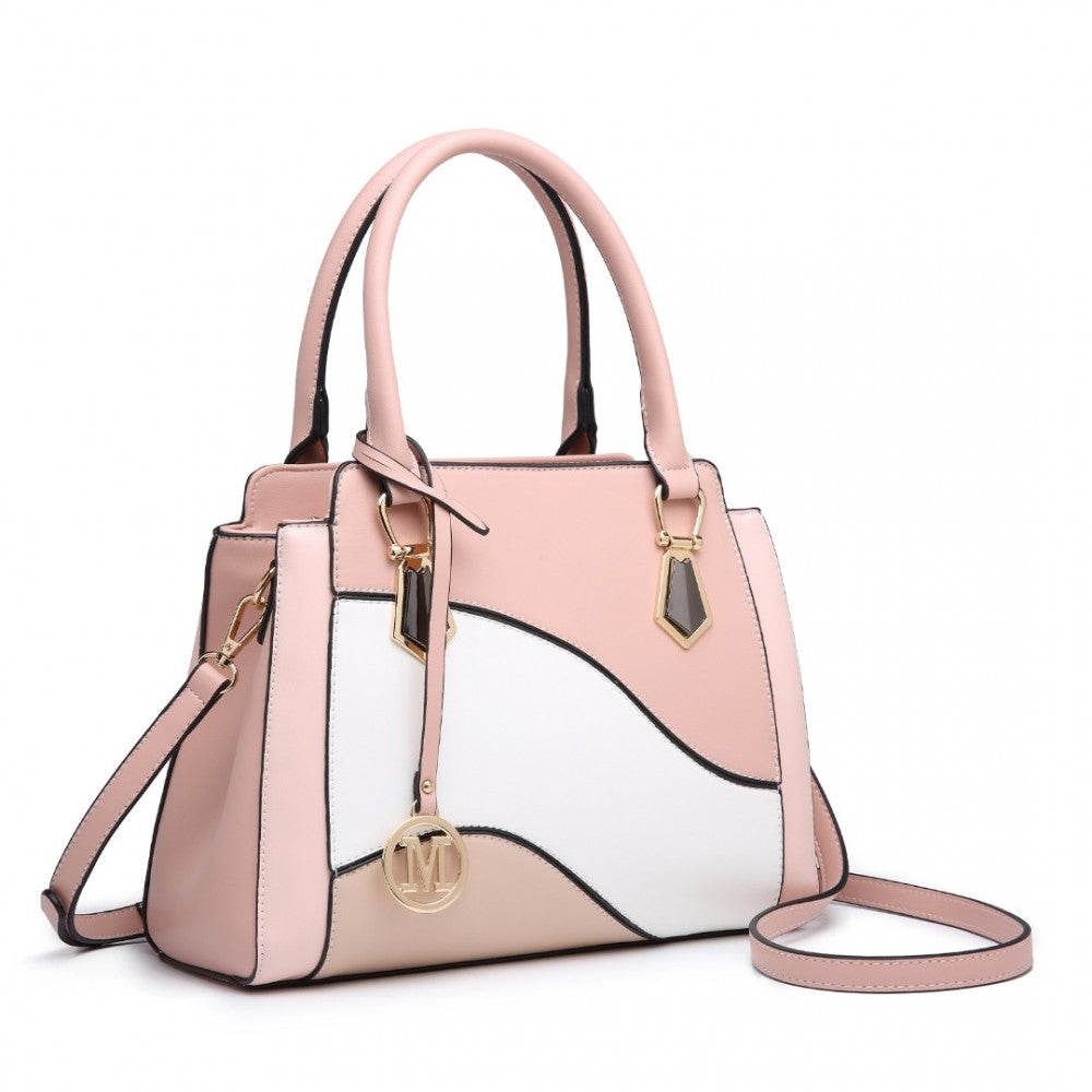 Pretty Colour Combination Leather Handbag Tote Bag