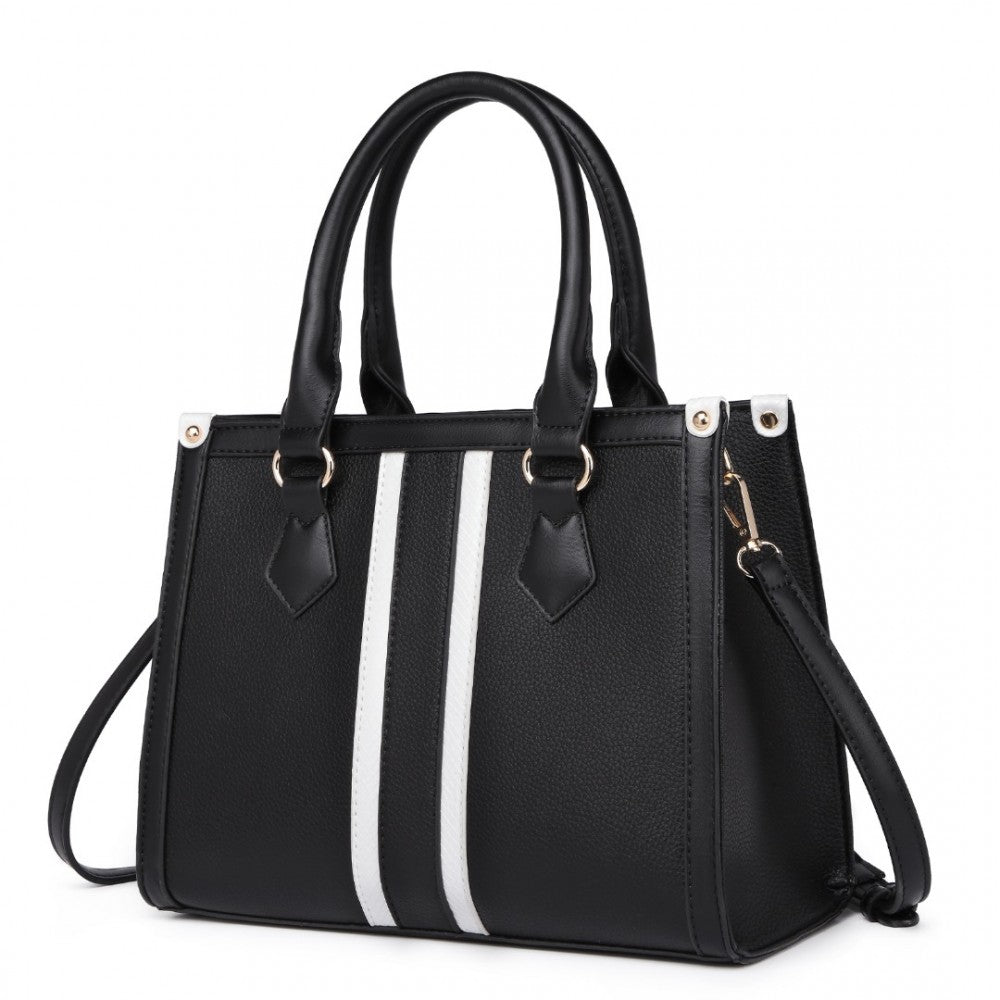 White Striped Commuter Elegant Cross body Tote Bag