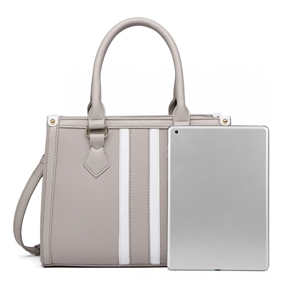 White Striped Commuter Elegant Cross body Tote Bag