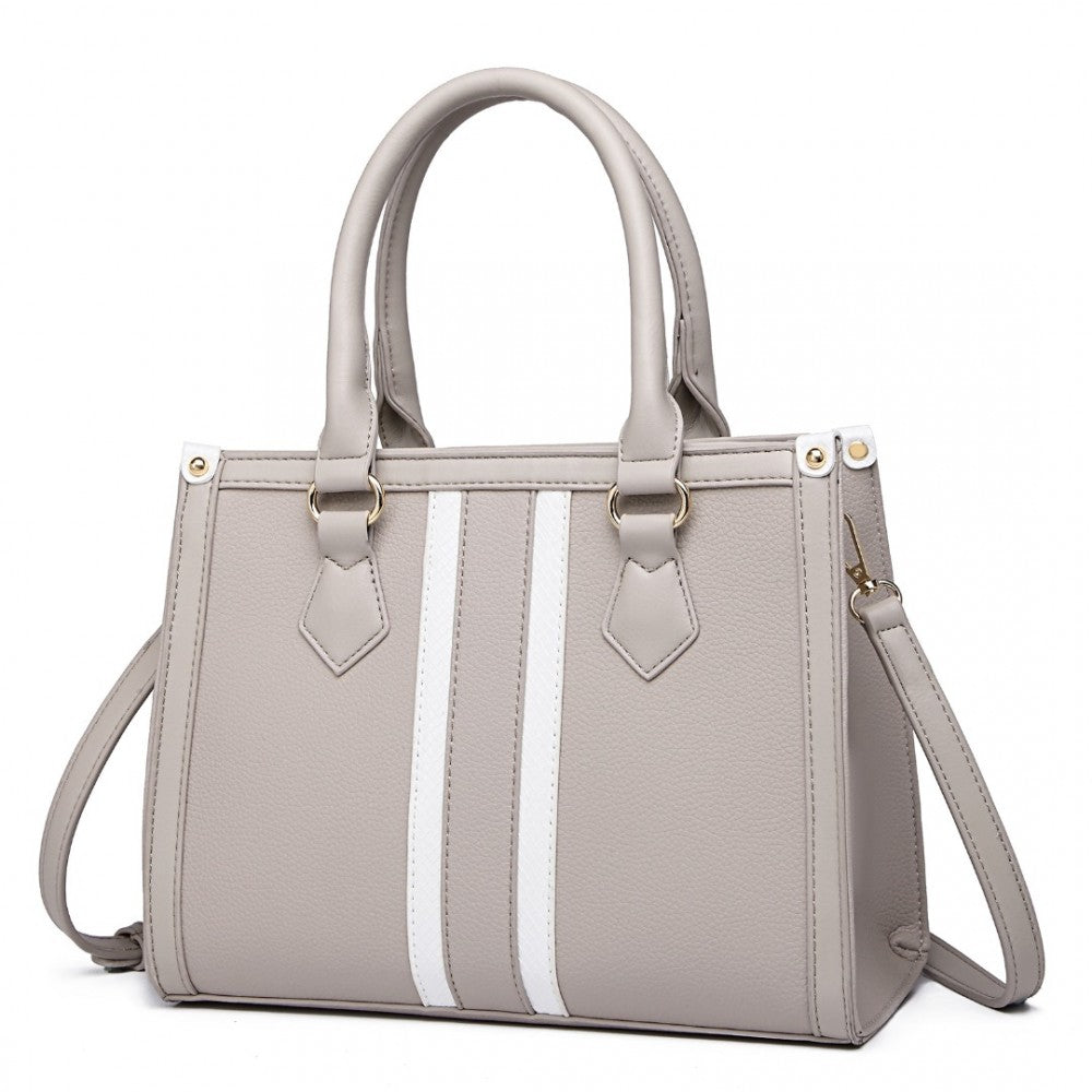 White Striped Commuter Elegant Cross body Tote Bag