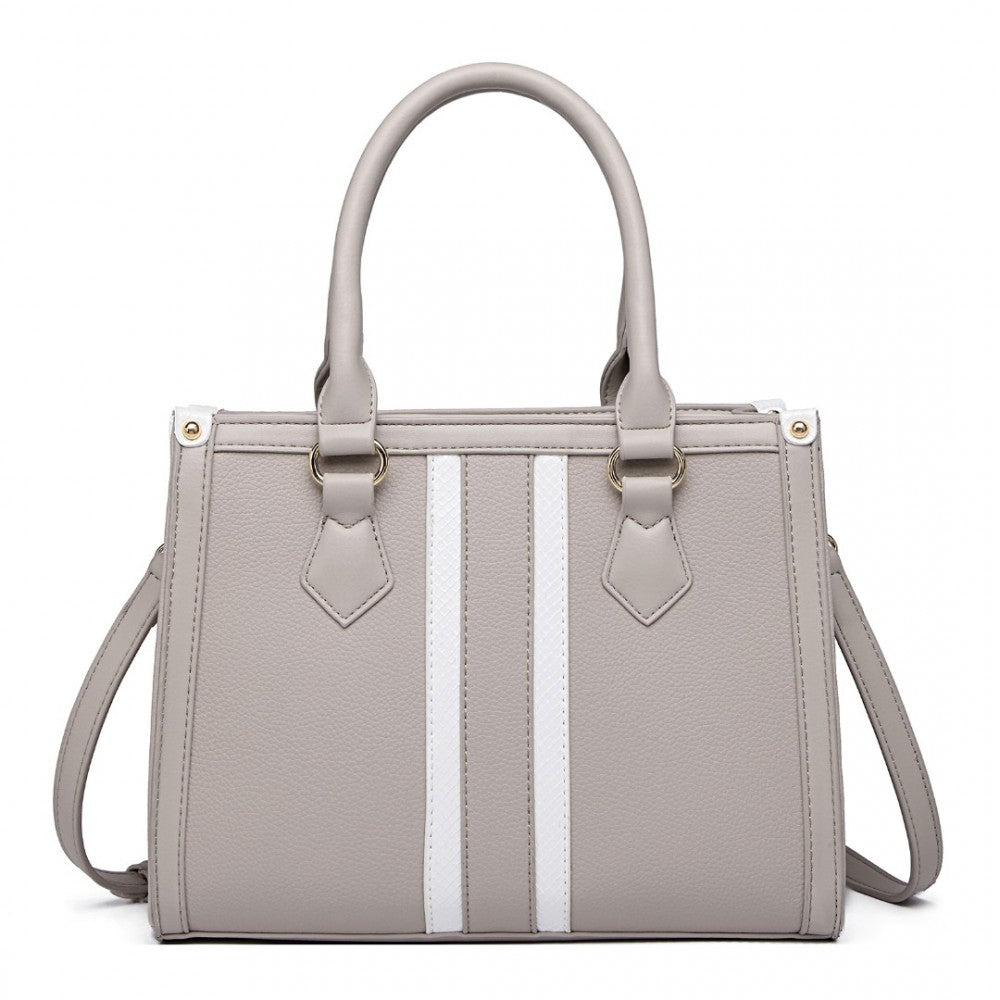 White Striped Commuter Elegant Cross body Tote Bag