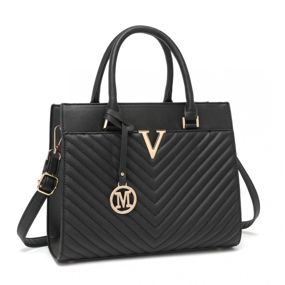 Chic V-Quilted PU Leather Sophisticated Handbag