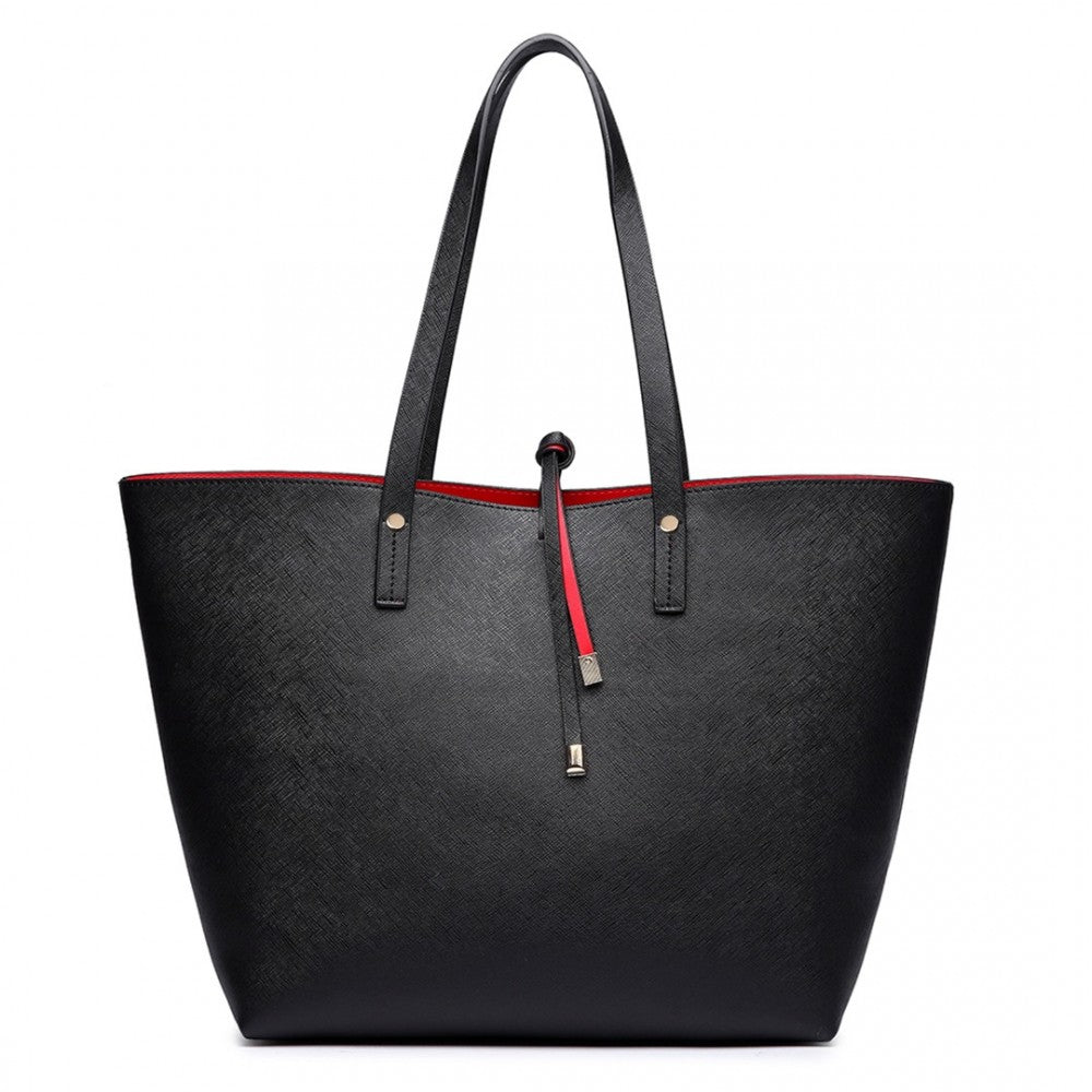 Women Reversible Contrast Shopper Tote Bag