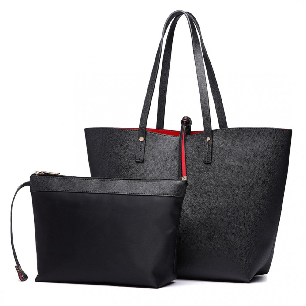 Women Reversible Contrast Shopper Tote Bag