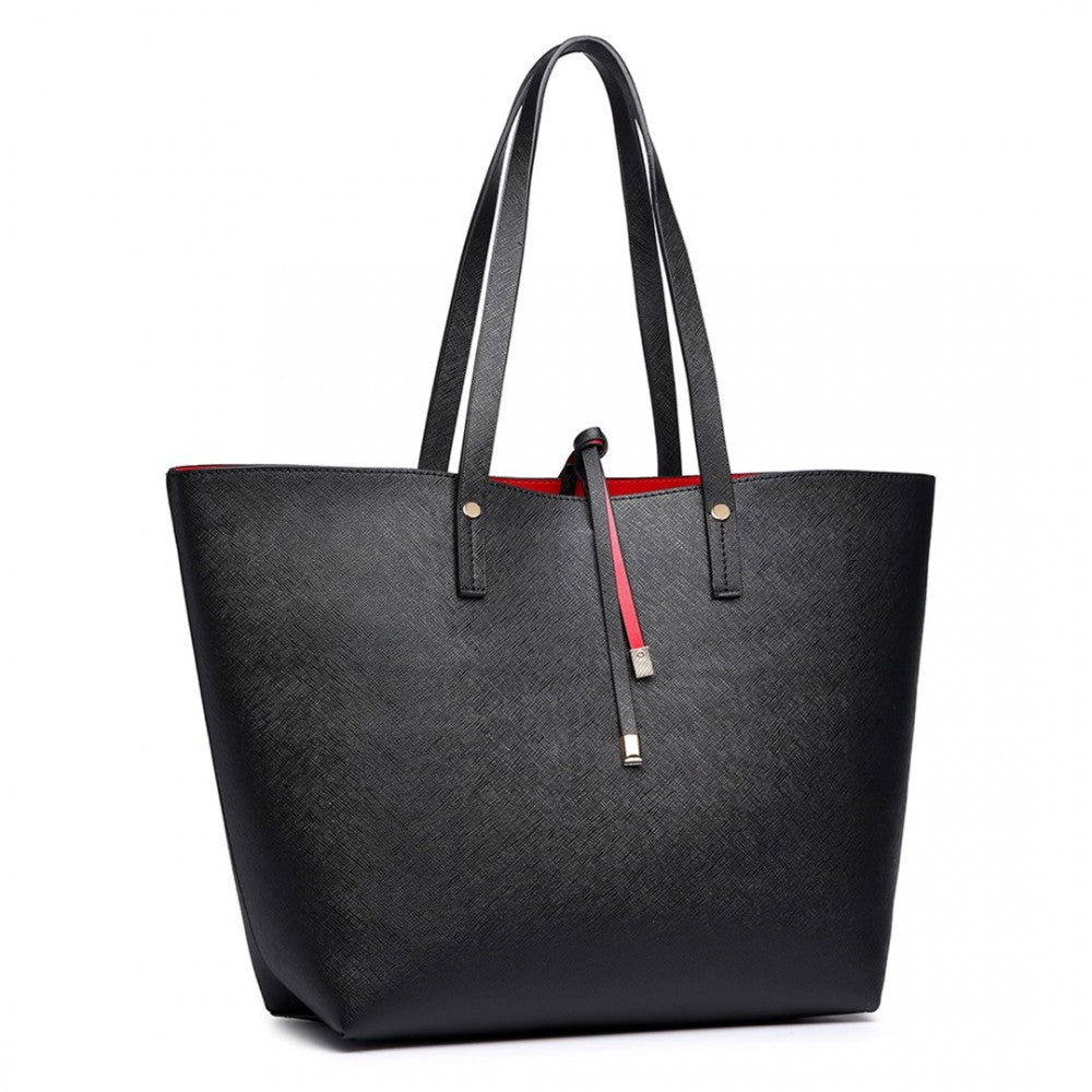 Women Reversible Contrast Shopper Tote Bag