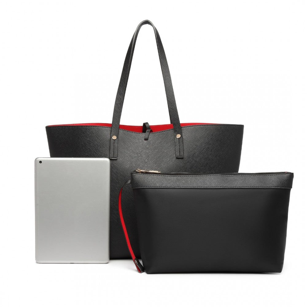 Women Reversible Contrast Shopper Tote Bag